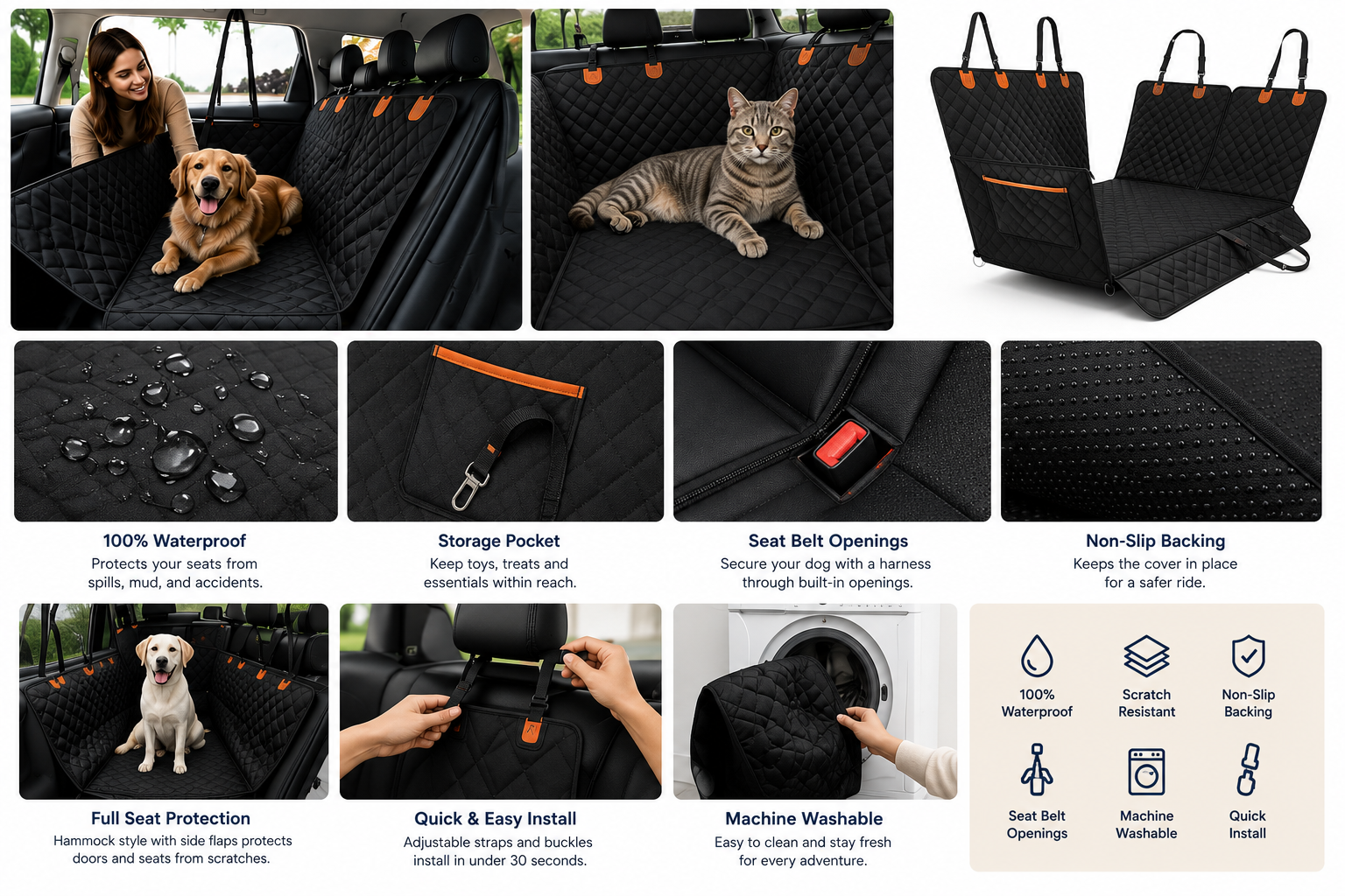 How to install and use the Waterproof Dog Car Seat Cover